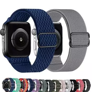 Ремешок Scrunchie для Apple Watch Band Ultra 49 мм 40 мм 44 мм 41 мм 46 42 мм 45 мм Эластичный нейлоновый браслет iWatch series 10 9 8 se 7 6 5 38 40 41mm-S10 42MM