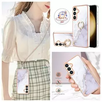 Ремешок со съемной пряжкой из белого мрамора, кольцо против падения или мягкий чехол для телефона с гладким дизайном для Samsung iPhone Redmi Oppo Moto Honor Google Sony... Samsung Galaxy A32 (4G)