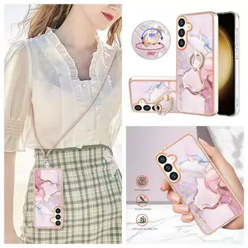 Ремешок со съемной пряжкой из розового золота с мрамором, кольцо против падения или мягкий чехол для телефона с гладким дизайном для Samsung iPhone Redmi Oppo Moto Honor Google Sony... Samsung Galaxy A32 (4G)