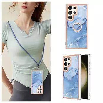Ремешок со съемной пряжкой из синего мрамора, кольцо против падения или мягкий чехол для телефона с гладким дизайном для Samsung iPhone Redmi Oppo Moto Honor Google Sony... Samsung Galaxy A32 (4G)