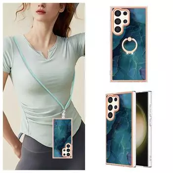 Ремешок со съемной пряжкой из зеленого мрамора, кольцо против падения или мягкий чехол для телефона с гладким дизайном для Samsung iPhone Redmi Oppo Moto Honor Google Sony... Samsung Galaxy A32 (4G)