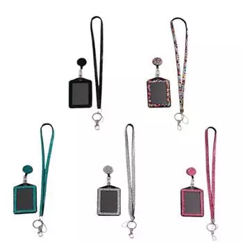 Ремешок со стразами на шею, выдвижной бейдж, катушка для ключей, держатель для телефона 58cm озеро синий