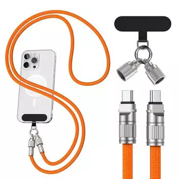 Ремешок типа C [быстрая зарядка 60 Вт] Кабель для iPhone 16 длиной 1,2 м*1 шт. Совместимый с PD кабель для зарядки USB C, MacBook, iPad, совместимый с Android Держатель ремешка *1