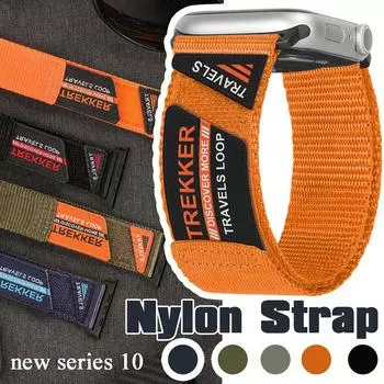 Ремешок Trail Band для Apple Watch Series 10 46 мм 42 мм 9 8 7 41 мм 45 мм Нейлоновый спортивный ремешок-браслет для IWatch Ultra Ultra 2 49 мм Se 6 5 4 3 2 1 44 мм 38 мм 40 мм 42-38 40 41mm чёрный