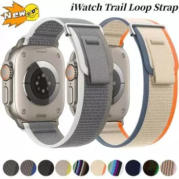 Ремешок Trail Loop для Apple Watch Ultra 2, 49 мм, серия 9, 8, 7, 45 мм, 41 мм, спортивный нейлоновый браслет для iWatch 6, 5, 4, 3 SE, 44 мм, 40 мм, 42 мм For 38mm 40mm 41mm серый