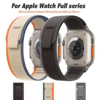 Ремешок Trail Loop для Apple Watch Ultra 2 Ремешок 49 мм 45 мм 40 мм 44 мм 41 мм 42 мм 38 мм Нейлоновый браслет Correa для iWatch серии 9 8 7 6 5 3 SE 2 Ultra For 38mm 40mm 41mm