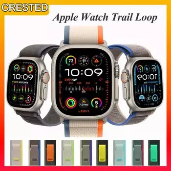 Ремешок Trail Loop для Apple Watch Ultra 2/Ultra 49 мм 45 мм 41 мм 44 мм 40 мм 42 мм 38 мм Нейлоновый ремешок iWatch для Apple Watch Series 9 8 7 6 SE 5 4 3 2 1 42 44 45 49mm жемчужный