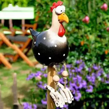 Ремесла из смолы, большой глаз, курица, подвесная курица, длинные ноги, подвесной орнамент, украшение для сада чёрный