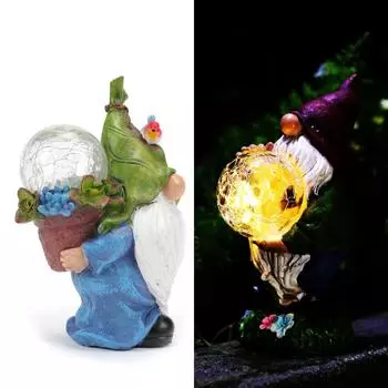 Ремесленная солнечная пейзажная лампа из смолы, карлик Гоблин, садовый орнамент, садовая лампа A