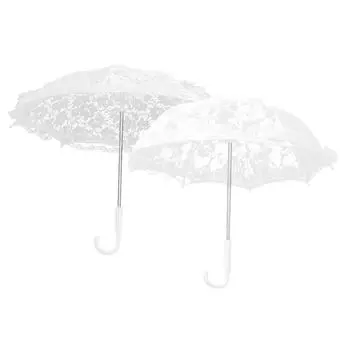 Зонт с кружевной вышивкой и цветами для творчества Детский сценический декоративный зонт Decorat 51239 White