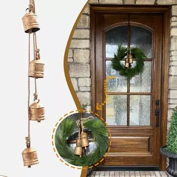 Ремесленные изделия в стиле шебби-шик в стиле кантри, металлические подвесные гигантские коровьи колокольчики в деревенском стиле One Size золотой