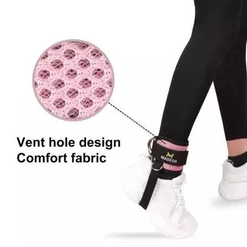 Ремни для фитнеса на щиколотке для мужчин и женщин. Дышащий регулируемый неопреновый бандаж на лодыжку с двойным D-образным кольцом. Премиальные манжеты на щиколотке для мышц ног. чёрный