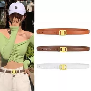 Ремни для женщин Дизайнерская мода из телячьей кожи Платье из натуральной кожи с золотой пряжкой Поясной женский узкий однотонный тонкий ремень LB2306 100cm белый