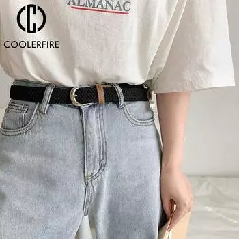 Ремни для женщин, повседневные модные вязаные высококачественные ремни с пряжкой, тканые эластичные расширяемые плетеные эластичные женские джинсы AL078 100cm