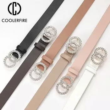 Ремни для женщин, роскошный дизайнерский брендовый ремень для девочек, круглый ремень с одним кольцом, модные повседневные джинсы, женский ремень, простой однотонный AL041 China&105CM белый