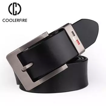 Мужской ремень из натуральной кожи 130CM чёрный