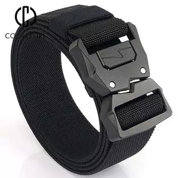 Ремни мужские нейлоновые лямки армейская поясная ткань тактический военный эластичный эластичный дизайнерский повседневный холст джинсовый ремень однотонный ремень HB083 110cm чёрный