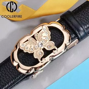 Ремни женские высокого качества с пряжкой в виде бабочки, дизайнерские повседневные джинсы из натуральной кожи, ремень высокого качества на талииLB2204 85cm белый