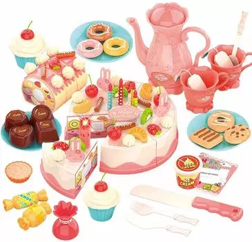REMOKING Play House DIY Cake Pretend Много света и фруктов для рук Обучающий набор для резки Вход на день рождения 82 предмета Набор, Игрушки, Девочки, Мальчики, Набор,