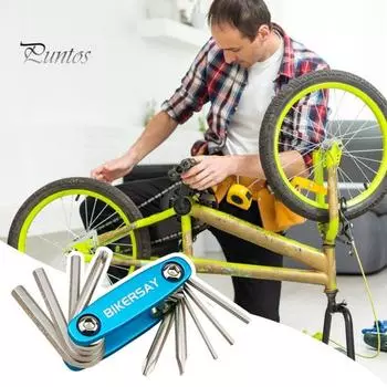 Ремонт велосипеда Мультитул Heavy Duty 2/2.5/3/4/5/6MM Шестигранная отвертка Крестовая прямая отвертка Torx для обслуживания шоссейных горных велосипедов Мини складной