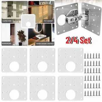 Ремонтная пластина из нержавеющей стали для петель, дверные петли кухонных шкафов, монтажные винты, крепежные кронштейны, мебельная фурнитура, инструменты B-2Set