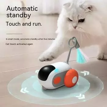 Remote Smart Cat Toy Active Rolling Car Rotating Usb Rechargeable Electric Toy Pet for Indoor Cats/Kitten Small Dogs Interactive синий