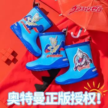 Removable cotton-sleeved rain shoes for children, non-slip and wear-resistant children, soft-soled cartoon rain boots, rubber shoes 16