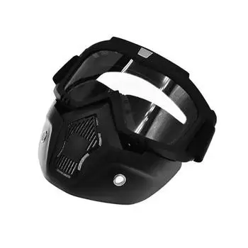 Removable motorcycle goggles open face helmet removable windproof motocross glasses retro helmet серебряный