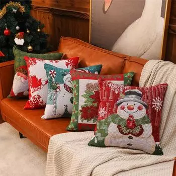 Removable Snowman Christmas Pillowcase INS Style Snowflake Throw Pillowcover Red 45CM Cushion Cover Sofa/Bed