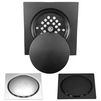 Removable Square Shower Drain Rust-proof Waterproof Bathroom Hair Strainer Press Type Rubber Gasket Bathroom Drain Plug