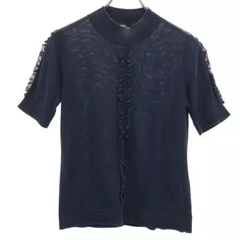 Rene basic made in Japan Short sleeve sweater 36 Navy knit Women Used