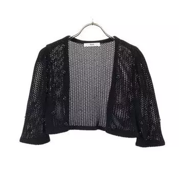Rene made in Japan Five-quarter sleeve cardigan 38 Openwork knit bolero Women Used
