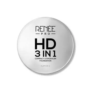 RENEE Pro HD 3-в-1 Compact - тональная основа, компактная пудра, консилер и тональный крем, высокая степень покрытия и шелковисто-гладкое покрытие для всех типов кожи с витаминами E и C