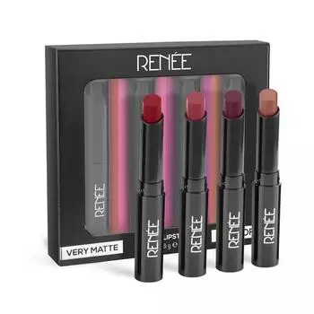 RENEE Very Matte — набор из 4 матовых помад | Интенсивный цвет, полное покрытие, стойкая невесомая бархатистая формула