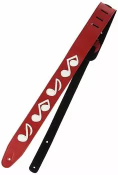 RENEGADE Guitar Strap Genuine Leather White Note 65mm Red [Genuine] SRV65-RD/WH