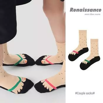 Ренессанс Креативные Мультяшные Носки: Женские летние, мужские спортивные хлопковые, забавные, средней длины, весна и осень, унисекс. One Size
