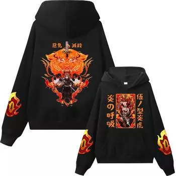 Rengoku Kyoujuro Толстовка Denon Slayer Аниме Кофты Мода Harajuku Мужчины Женщины Толстовки XXXL