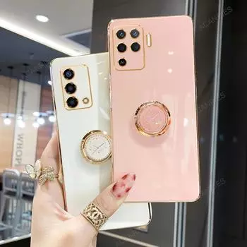 Reno5 Reno6 Роскошный чехол-держатель с покрытием для Oppo Reno 5 6 Lite 10 Pro 7 8 9 4g Reno10 Подставка Силиконовая задняя крышка Reno7 5lite Reno 5 Lite