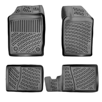 Рено Клио 2 (1998-2005 гг.) Высококачественные и прочные резиновые автомобильные коврики — без запаха, нескользящие, долговечные.