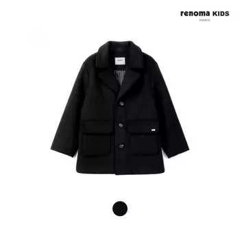 Renoma Kids Boy Black Single Wool Coat R2511c001 02 blacks/130