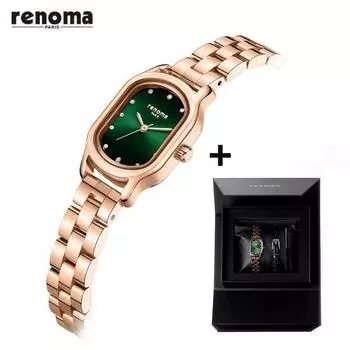 RENOMA RE2303 женские часы с металлическим ремешком, выберите 1 из 3 типов + получите кожаный ремешок, популярные корейские часы