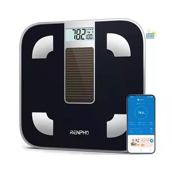 RENPHO Вес Солнечный состав тела Смартфон 2-й Солнечный 13 типов здоровья Высокий уровень Bluetooth Body Fat Smart Закаленное стекло Японский Renpho Здоровье