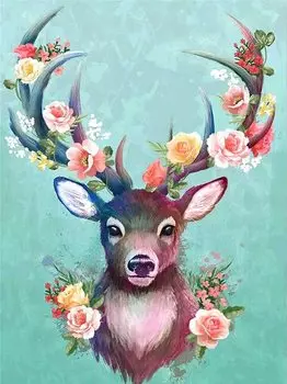 Reofrey Diamond Painting Diamond Art Cross Stitch Kit Олень Handmade Kit Full Paste Type Bead Door DIY Craft Kit Home Restaurant Rhinestone Home Wall