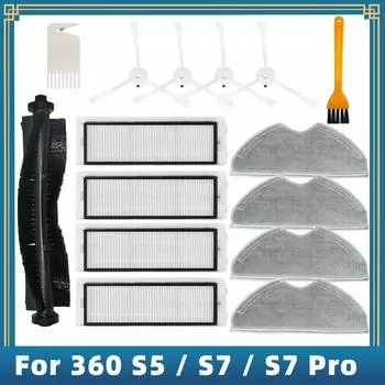 Замена для 360 S5 / S7 / S7 Pro робот пылесос запасные части аксессуары основная боковая щетка фильтр Hepa тряпка для швабры ткань