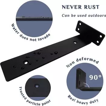 Replacement Heavy Duty Floating Shelf Brackets Metal Black Coated Cast Iron Shelves Brackets Wall Mount Wall Shelf Support