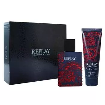 Духи Replay Signature Red Dragon For Men EDT 50 мл + бальзам после бритья 100 мл, 1 набор, набор популярной корейской косметики