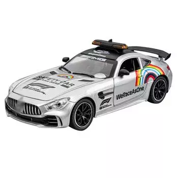 Реплика гоночного автомобиля безопасности BENZ AMG F1 в масштабе 1/24, модель из сплава с фарами, подходит в качестве коллекционного предмета для любителей гонок красный