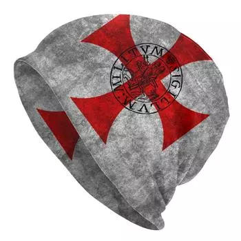 Реплика капота с крестом крестоносца, осенне-зимняя уличная шапка Skullies, шапка тамплиера, унисекс, вязаная шапка, повязка на голову, кепка One Size