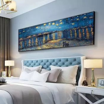 Репликация холстов Ван Гога «Звездная ночь» на стене, знаменитые картины импрессионистов, постер и принт для гостиной 20*40cm
