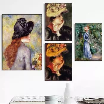 Репродукция холста с изображением девушки в шляпе, скандинавские постеры и принты, настенные художественные картины для декора стен гостиной, Cuadros 21x30cm No Frame